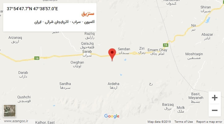 روستای سنزیق بر روی نقشه