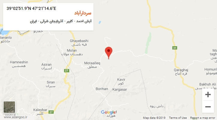 روستای سردارآباد بر روی نقشه