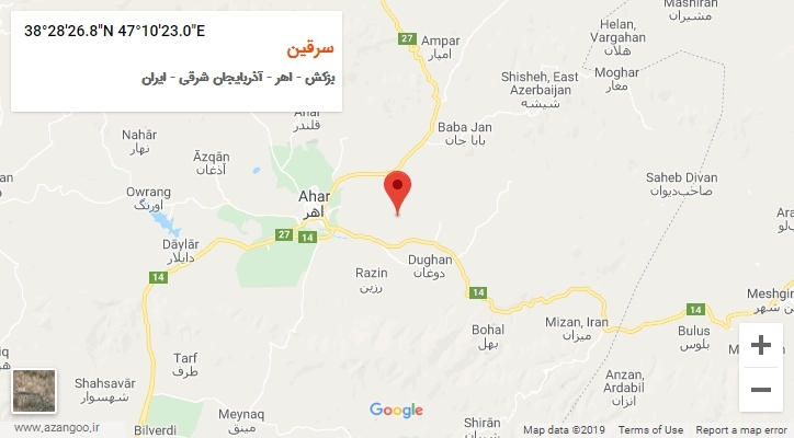 روستای سرقین بر روی نقشه