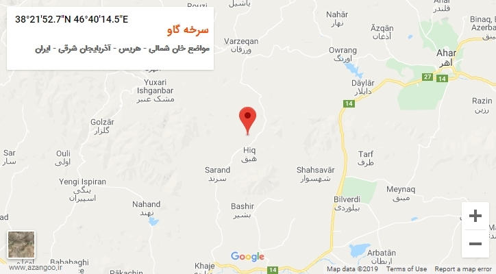 روستای سرخه گاو بر روی نقشه
