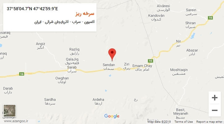 روستای سرخه ریز بر روی نقشه