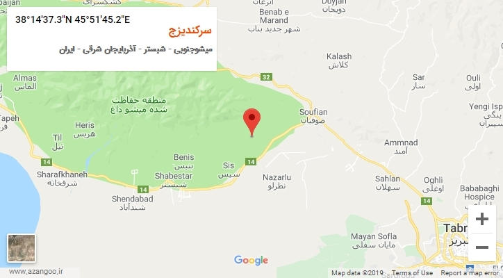 روستای سرکندیزج بر روی نقشه