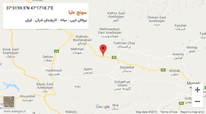روستای سونج علیا بر روی نقشه