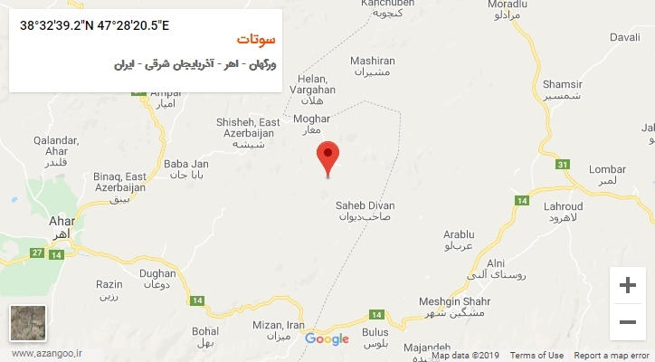 روستای سوتات بر روی نقشه