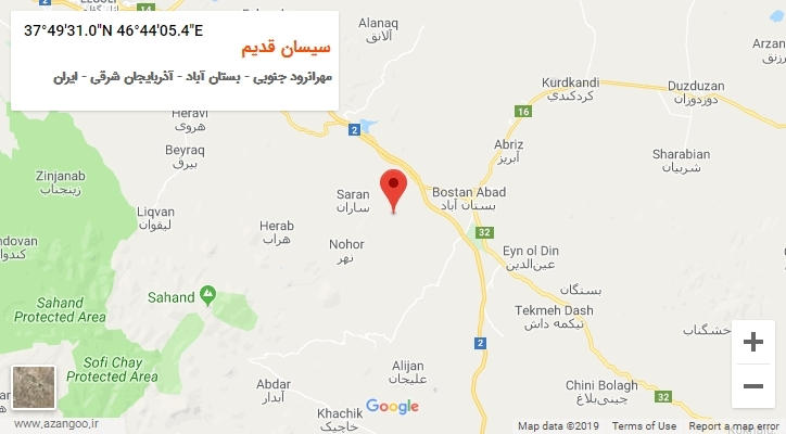 روستای سیسان قدیم بر روی نقشه