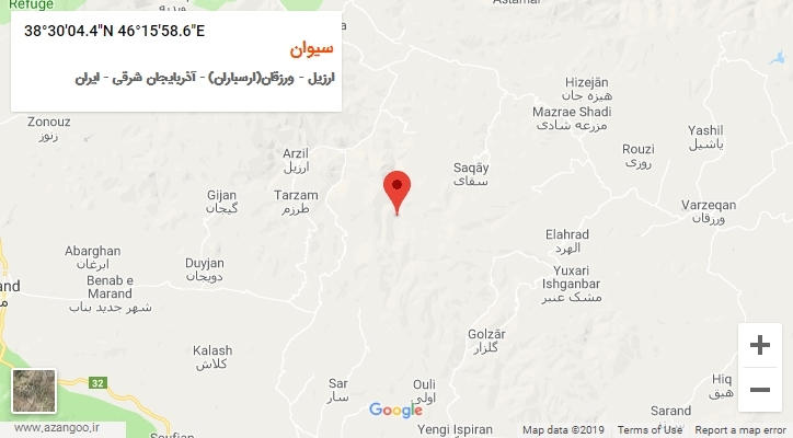 روستای سیوان بر روی نقشه