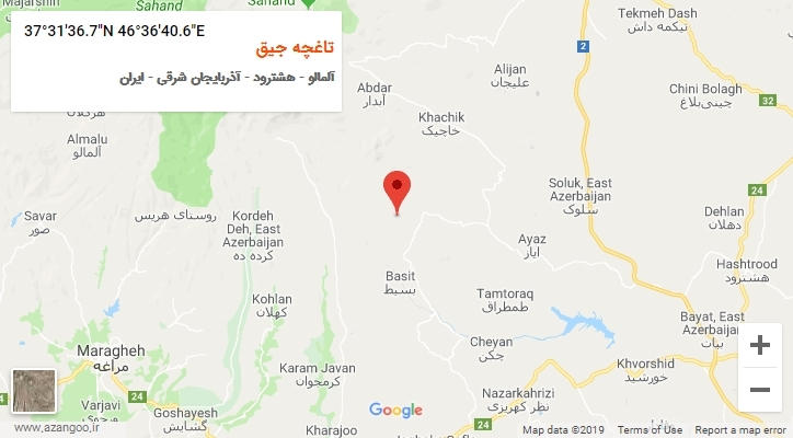 روستای تاغچه جیق بر روی نقشه