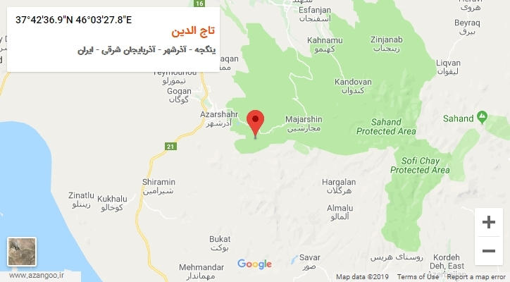 روستای تاج الدین بر روی نقشه