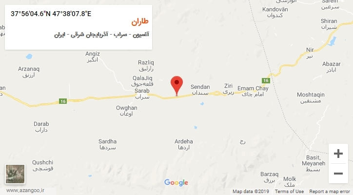 روستای طاران بر روی نقشه