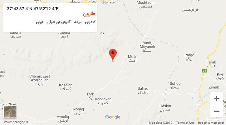 روستای طارون بر روی نقشه