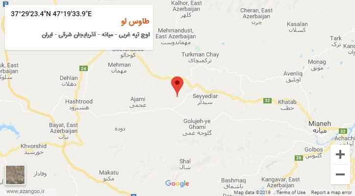روستای طاوس لو بر روی نقشه