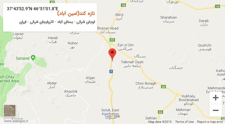 روستای تازه کند(امین آباد) بر روی نقشه