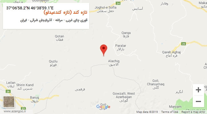 روستای تازه کند (تازه کندعیدلو) بر روی نقشه