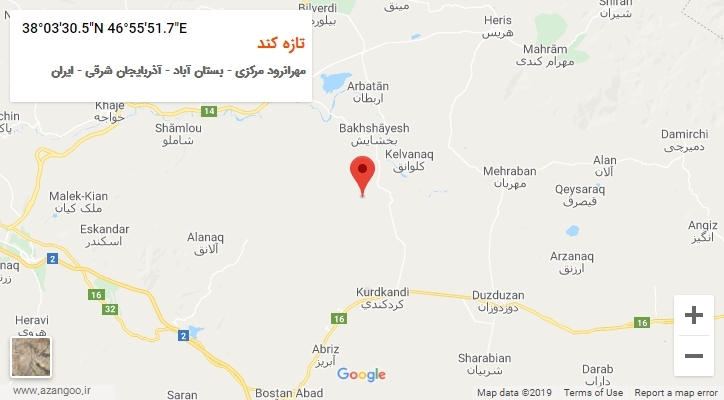 روستای تازه کند بر روی نقشه