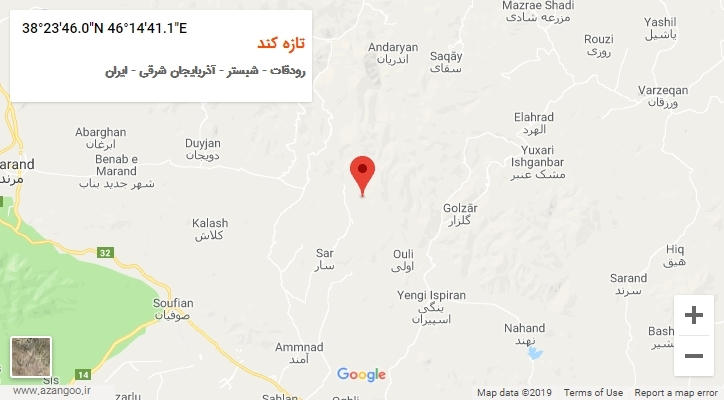 روستای تازه کند بر روی نقشه