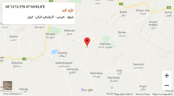روستای تازه کند بر روی نقشه
