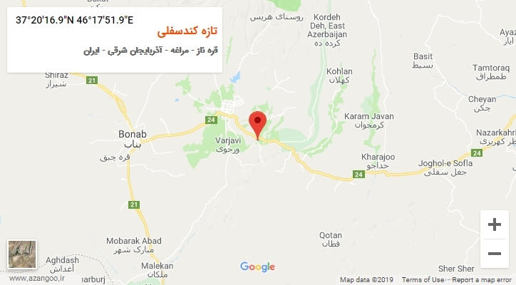 روستای تازه کندسفلی بر روی نقشه