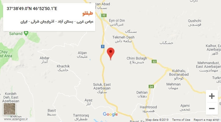 روستای طبقلو بر روی نقشه