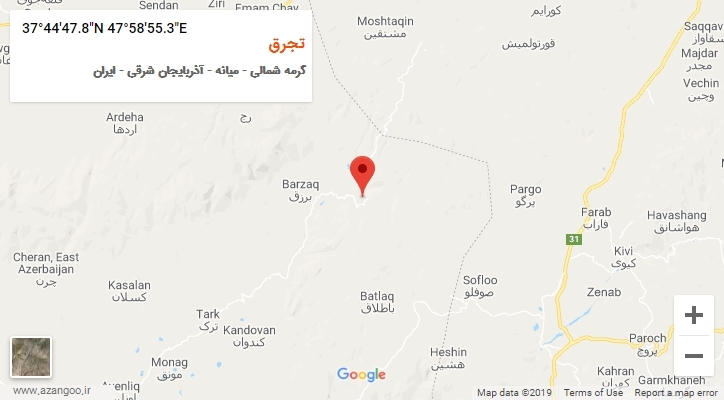روستای تجرق بر روی نقشه