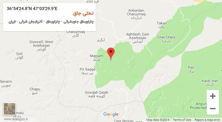 روستای تخلی جاق بر روی نقشه