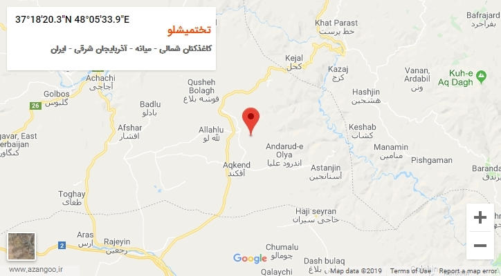 روستای تختمیشلو بر روی نقشه