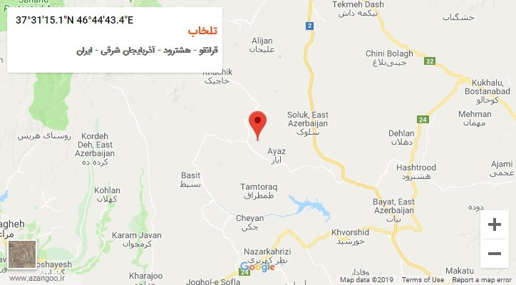 روستای تلخاب بر روی نقشه