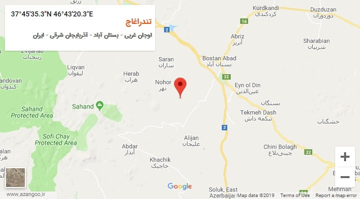 روستای تندراغاج بر روی نقشه