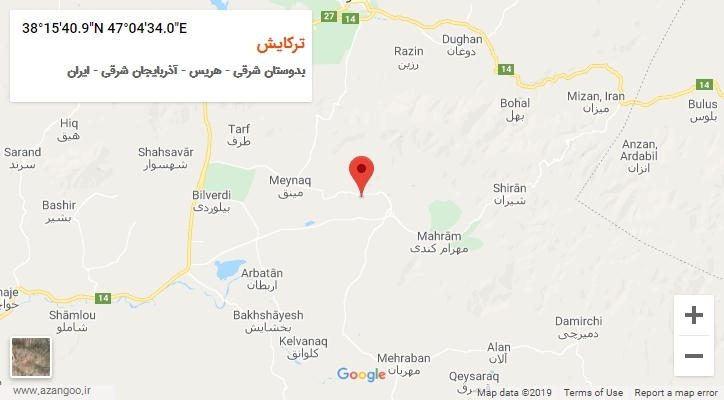 روستای ترکایش بر روی نقشه
