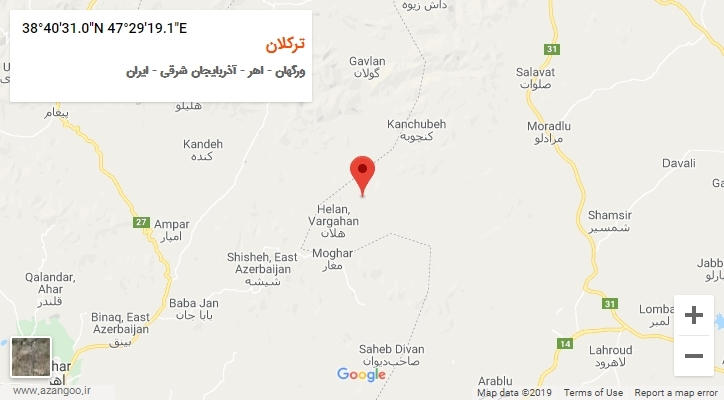 روستای ترکلان بر روی نقشه