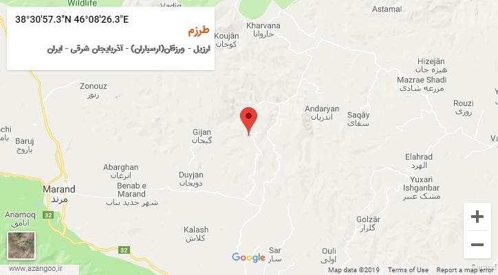 روستای طرزم بر روی نقشه