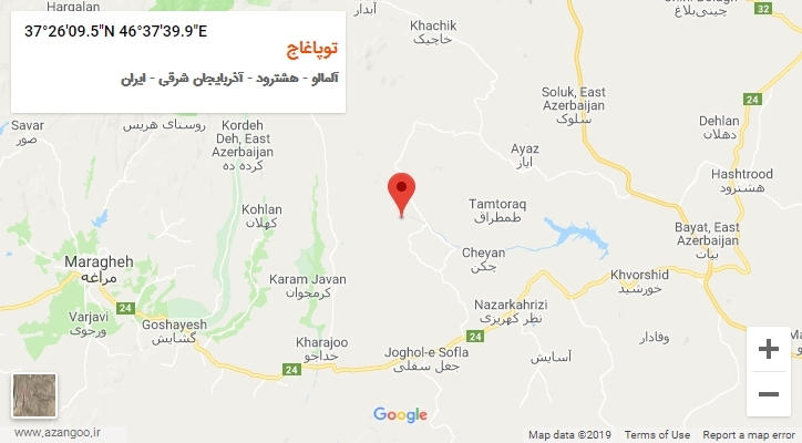 روستای توپاغاج بر روی نقشه