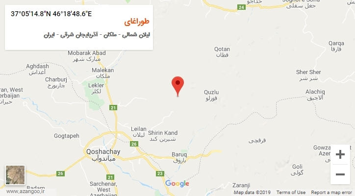 روستای طوراغای بر روی نقشه