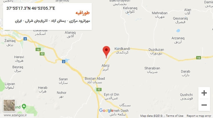 روستای طوراقیه بر روی نقشه