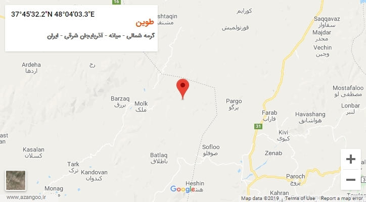 روستای طوین بر روی نقشه