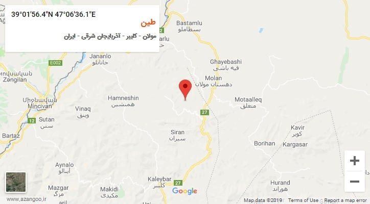 روستای طین بر روی نقشه
