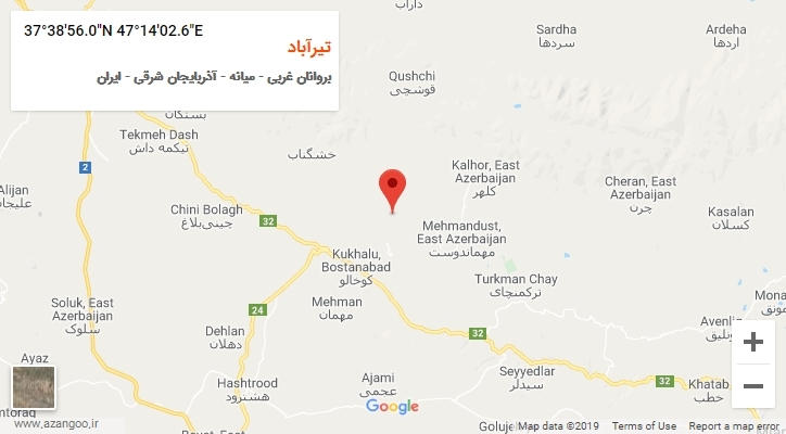روستای تیرآباد بر روی نقشه