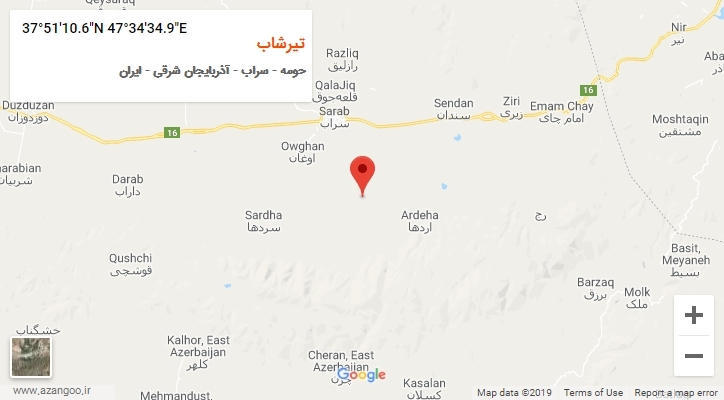 روستای تیرشاب بر روی نقشه
