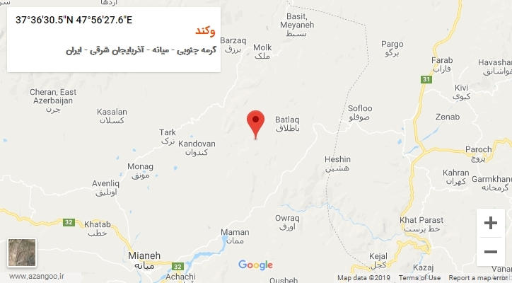 روستای وکند بر روی نقشه