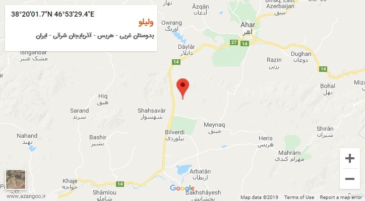 روستای ولیلو بر روی نقشه