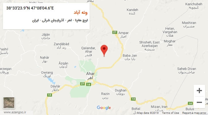 روستای ونه آباد بر روی نقشه