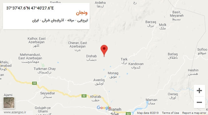 روستای ونجان بر روی نقشه