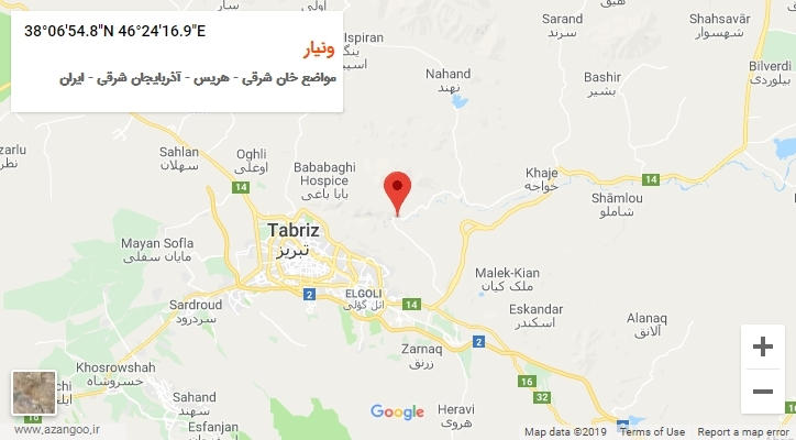 روستای ونیار بر روی نقشه