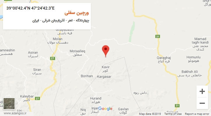 روستای ورچین سفلی بر روی نقشه