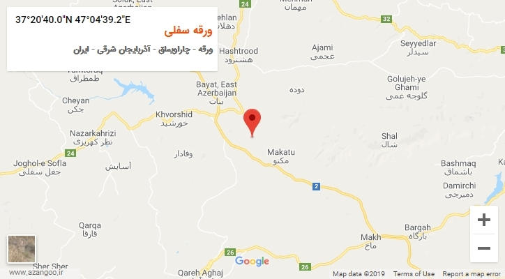 روستای ورقه سفلی بر روی نقشه