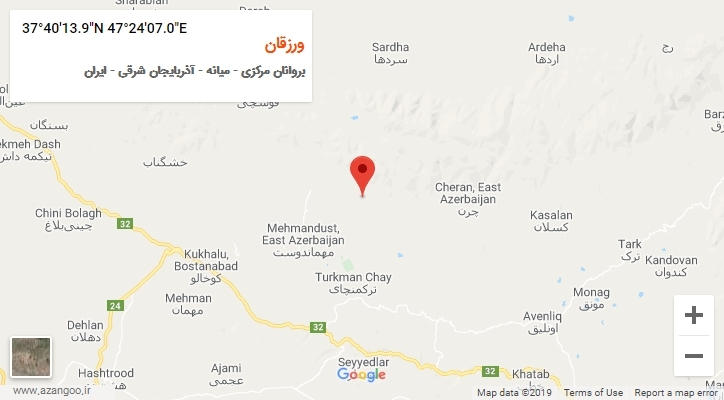 روستای ورزقان بر روی نقشه