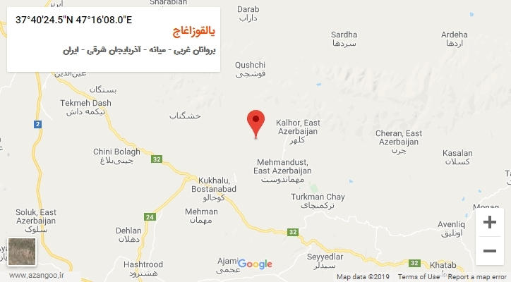 روستای یالقوزاغاج بر روی نقشه