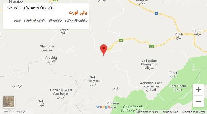 روستای یالی قورت بر روی نقشه