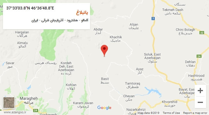 روستای یانبلاغ بر روی نقشه