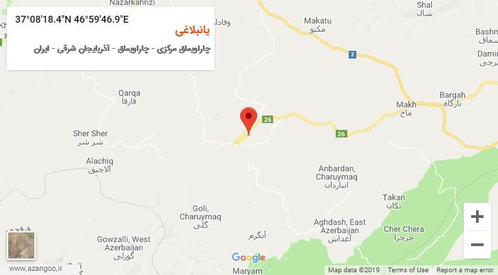 روستای یانبلاغی بر روی نقشه