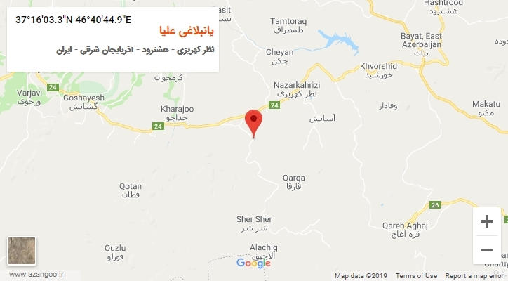 روستای یانبلاغی علیا بر روی نقشه